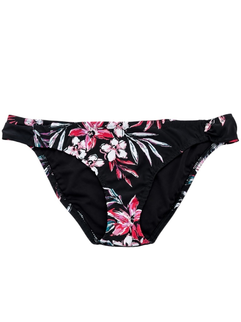 Bar III Tropical Escape Floral Print Hipster Bikini Swim Bottoms‎ Black Size S